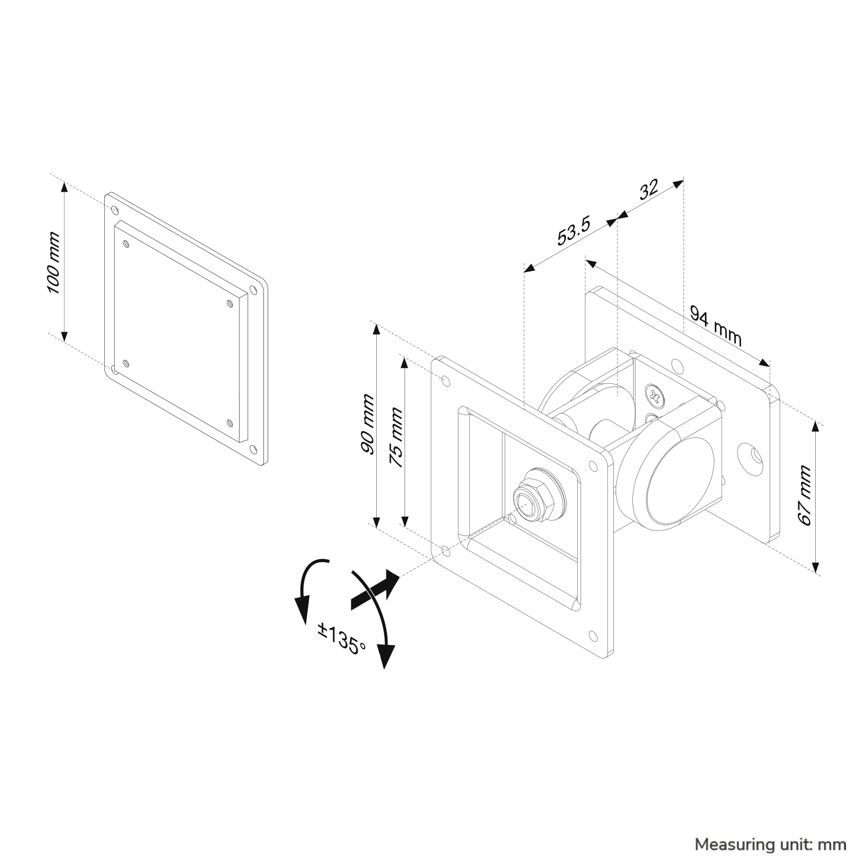Neomounts FPMA-DTBW100 Soporte de monitor para montaje en raíl 10-30" - inclinar y girar